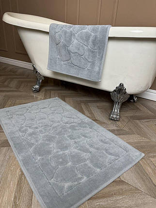 Набір килимків бавовняних для ванної 60x100 50x60 см Tropikhome Stone Grey, фото 1