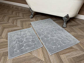 Набір килимків бавовняних для ванної 60x100 50x60 см Tropikhome Stone Grey, фото 3