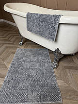 Набір килимків бавовняних для ванної та туалету 60x100 50x60 см Tropikhome VINTAGE GREY, фото 4