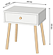 Біла маленька приліжкова тумба 45 см з шухлядою на високих дерев'яних ніжках сучасна в спальню Хюге-4, фото 2
