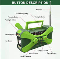 Портативний Power Bank (10000mAh)з можливістю заряджання від сонця, динамо машини, освітлення, радіо