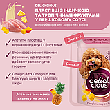 Корм вологий Delickcious для дорослих собак Пластівці з індичкою та тропічними фруктами у вершковому соусі 80 г, фото 3