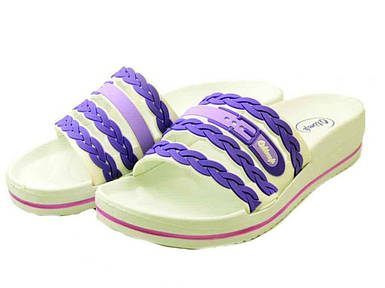 Капці пляжні жіночі літні (8 пар) L-102 біло-фіолетові (36-40/41р.) ТМ ОЛИМП FG