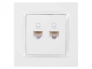 Розетка компютерна подвійна JAZZ (білий) 9028 ТМ LUXEL FG