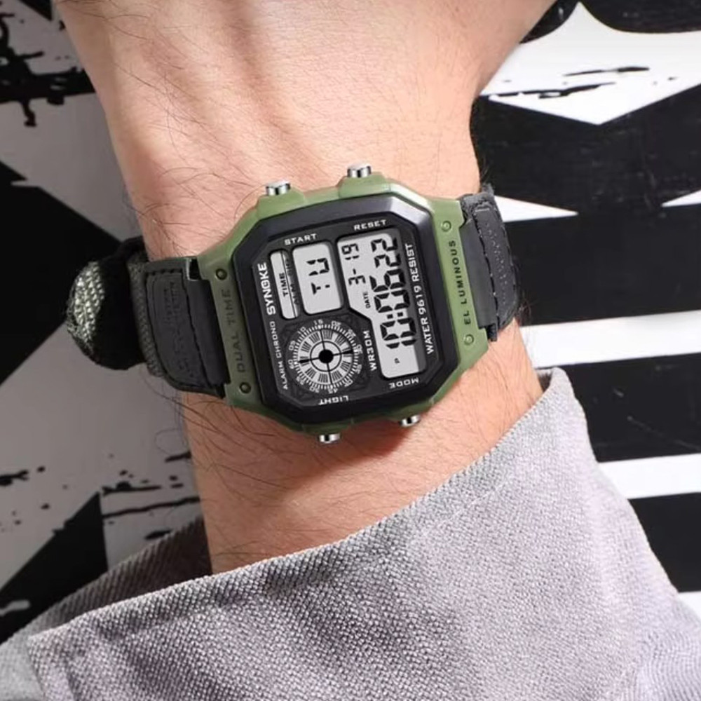 Годинник наручний SYNOKE 9619 camo green Outdoor Military Digital Watch, фото 1