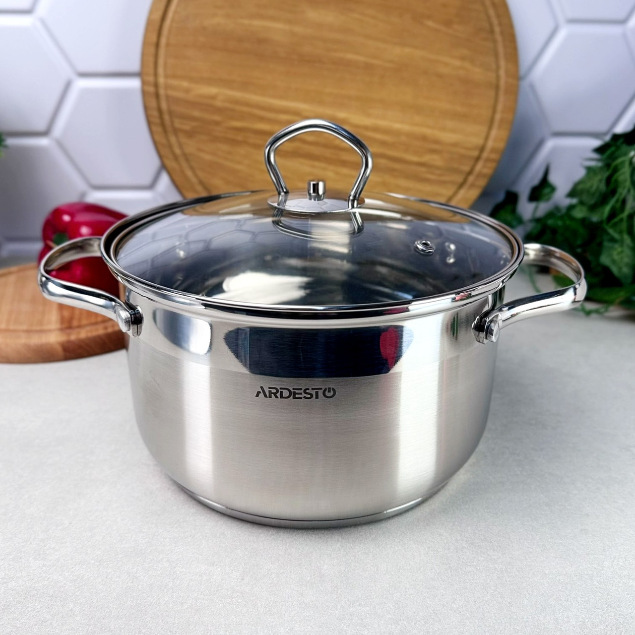 Містка каструля для індукційної плити 4.2 л з кришкою, Ardesto Gemini Bari