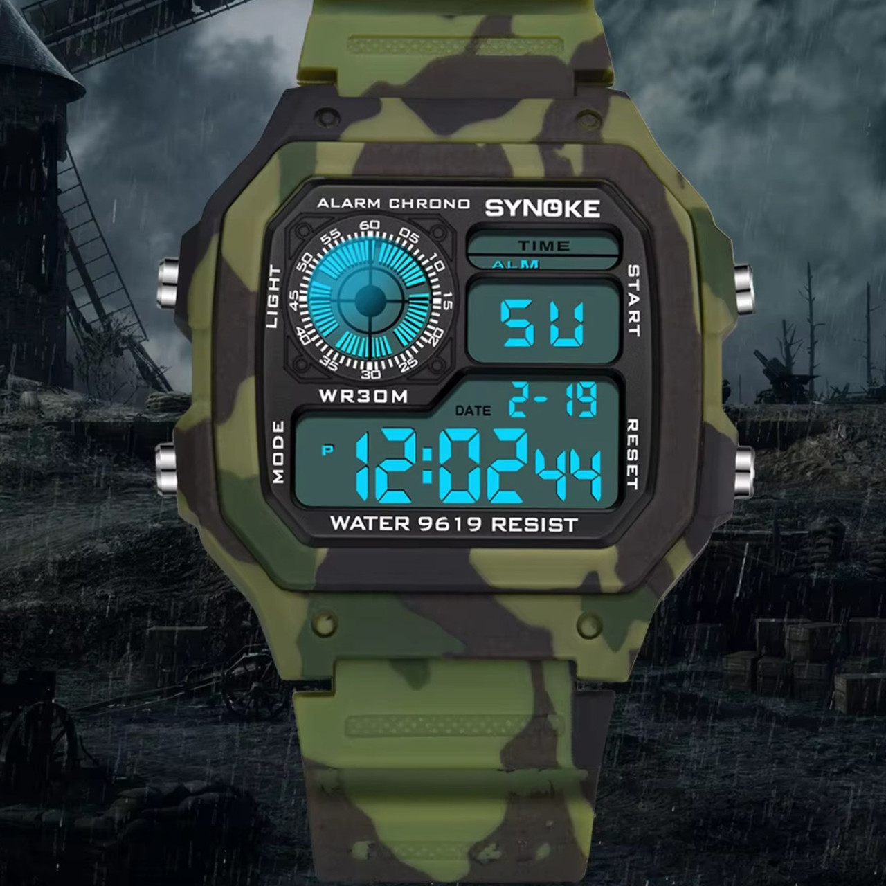 Годинник наручний SYNOKE 9619 green Outdoor Military Digital Watch Military Digital Watch, фото 1