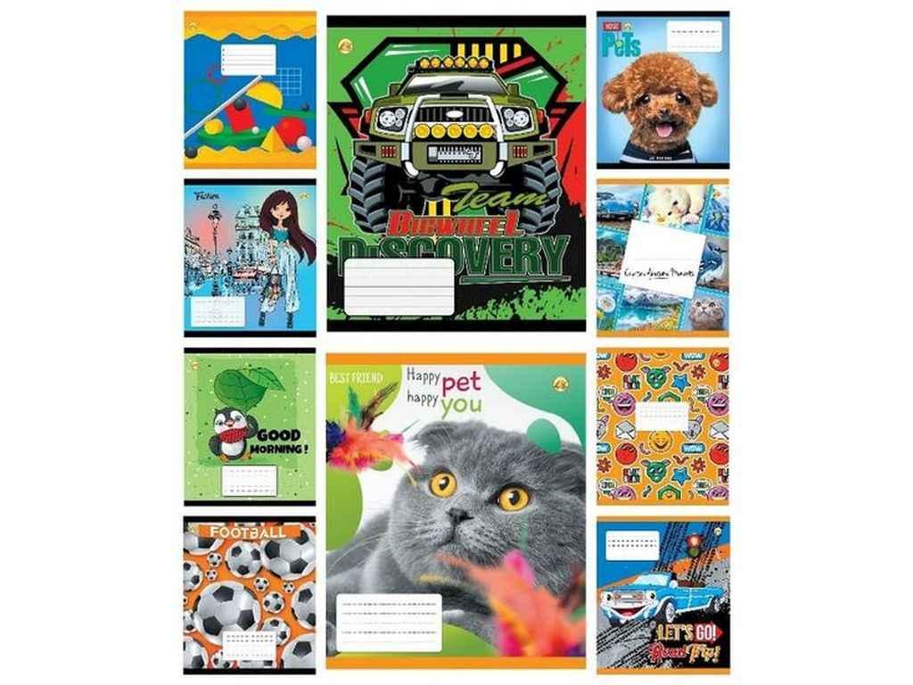 Зошит в клітинку 12арк. 25шт/уп Тверда ТЕ31106 Мікс 2 ТМ ТЕТРАДА FG