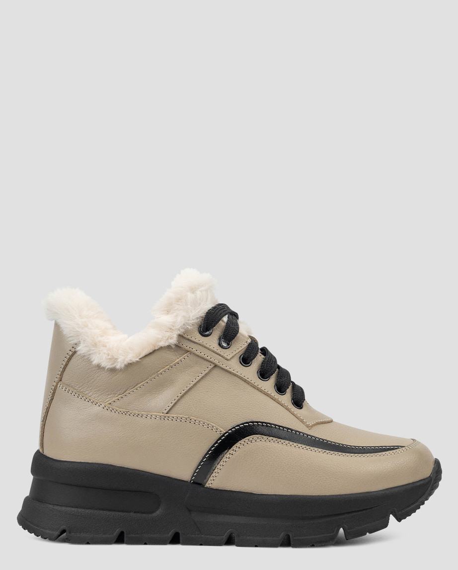 Кросівки високі жіночі бежеві натуральна шкіра Україна VM Villomi — розмір 36 (23 см) (модель: VMV176-34MKbeige), фото 1