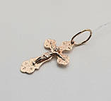 Хрест з розп'яттям в червоному золоті, фото 2