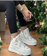 Кросівки 36 кеди біле хутро екошкіряні жіночі