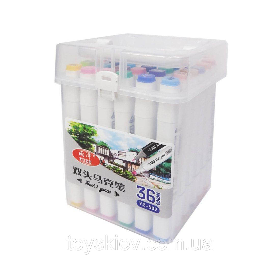 502 YZ Фломастери-маркери 36 кольорів, двобічні, фото 1