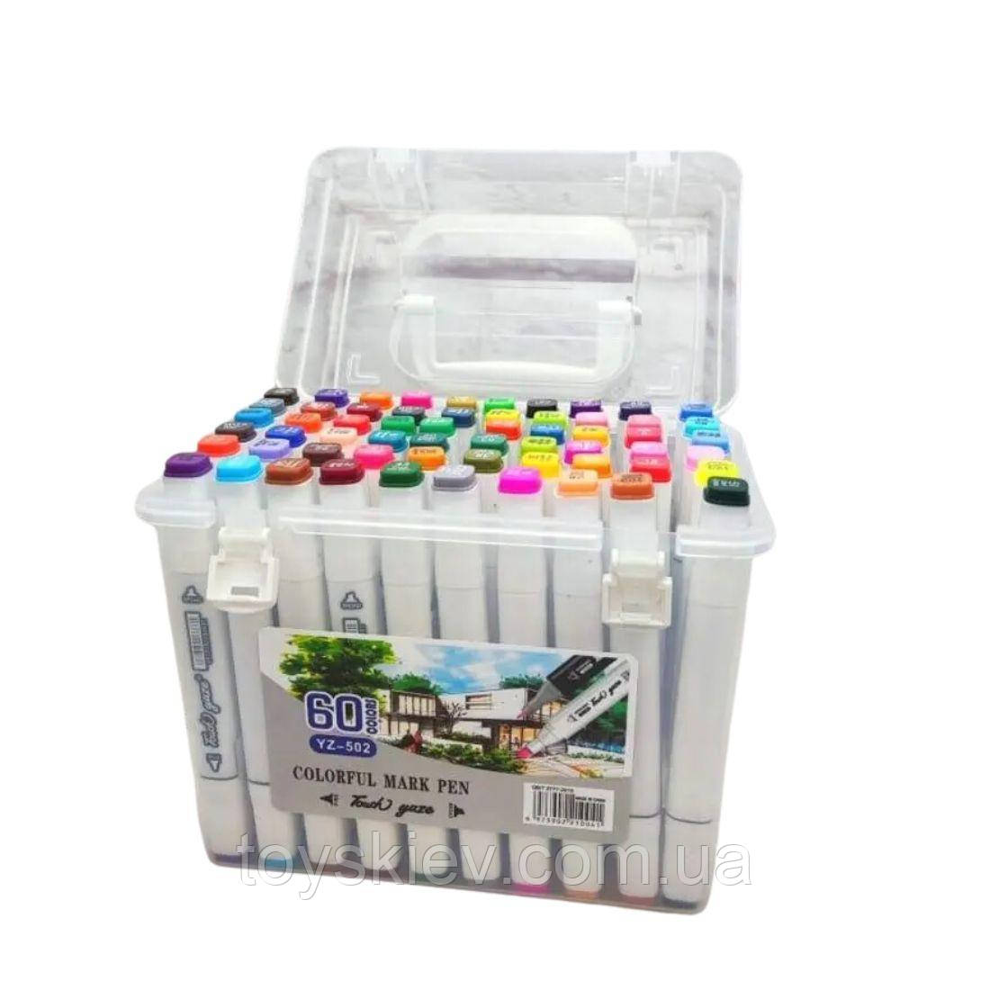 502 YZ Фломастери-маркери 80 кольорів, двобічні, фото 1