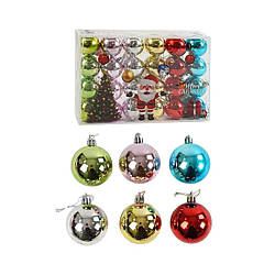 67348 C Новорічна прикрашений,24 штуки, кульки, D=5 см, у слюді