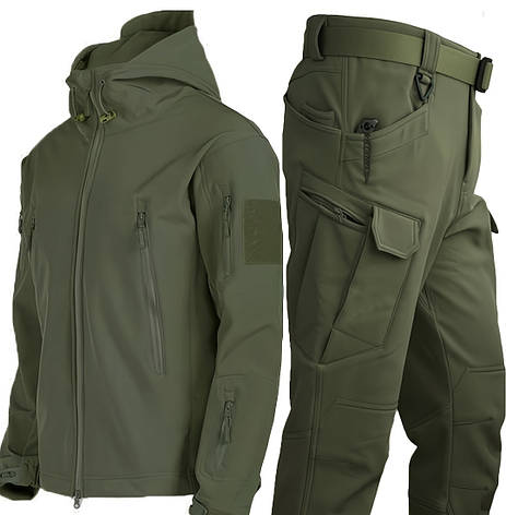 Костюм Софтшел Олива SoftShell на флісі 5XL (58-60), фото 1