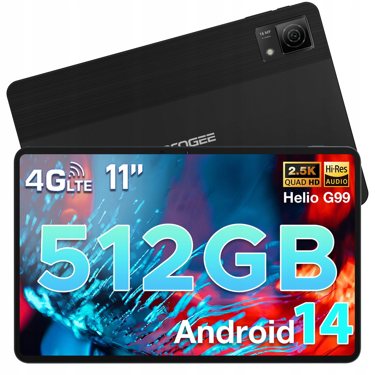 Планшет Doogee T40 Black 8/512GB 8560mAh 11дюмів 2.5K 4G LTE + скло