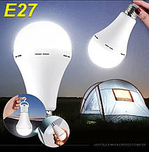 Аварійна світлодіодна LED лампочка 20W з акумулятором, акумуляторна лампа з цоколем, ліхтар для кемпінгу