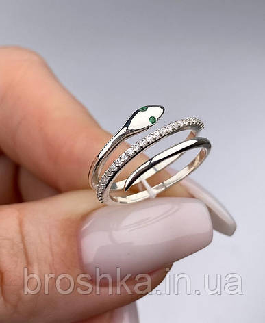 Каблучка змія срібло 925, срібне кільце змія, фото 1
