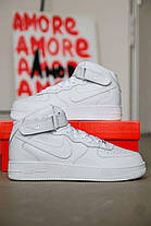 Зимові Чоловічі Кросівки Nike Air Force 1 High White Winter / Найк Аїр Форс 1 Високі Білі (Хутро), фото 6