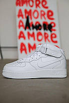 Зимові Чоловічі Кросівки Nike Air Force 1 High White Winter / Найк Аїр Форс 1 Високі Білі (Хутро), фото 5