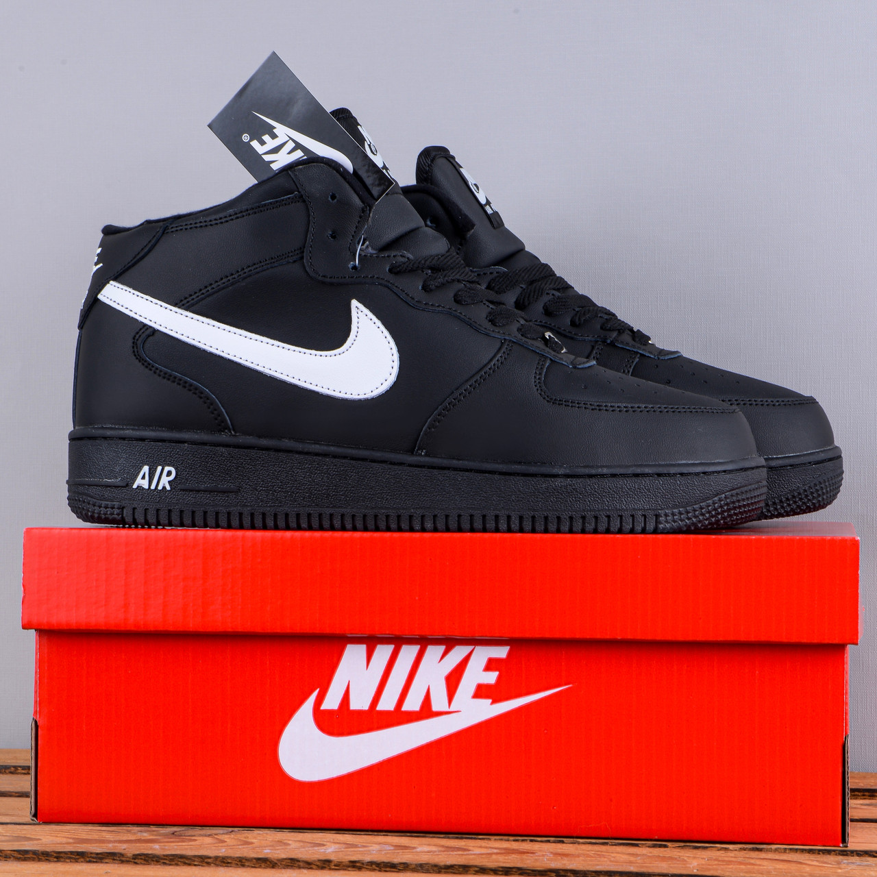 РОЗПРОДАЖ!! Зимові Кросівки Nike Air Force з хутром чорні