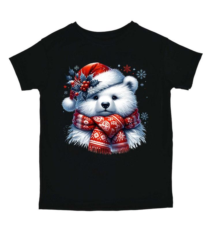 Футболка «Білий ведмедик у шарфі» - новорічний стиль