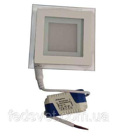 Світильник точковий врізний LED 6Вт квадрат 3000К скло