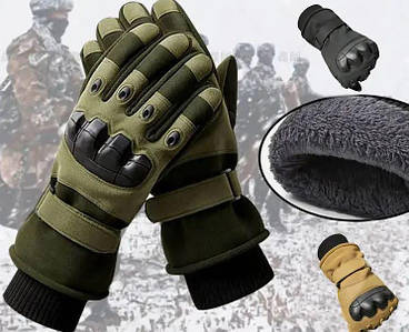 Зимові тактичні рукавиці, модель К2 олива, теплі на флісі, є ОПТ