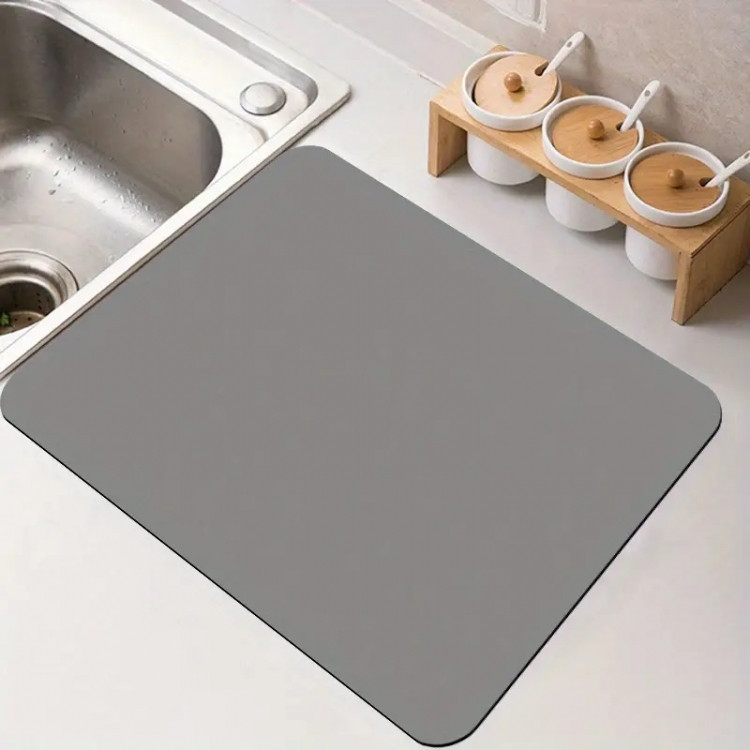 Супер поглинаючий килимок нековзний для сушіння посуду суперабсорбуючий 49*39см Сірий, фото 1