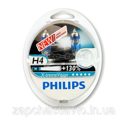 Автолампи H4 12V 60/55W Philips +130% X-tremeVision (P43) (к-кт 2шт)
