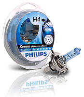 Автолампы H4 12V 60/55W Philips BlueVision ultra (P43) (к-кт 2шт)