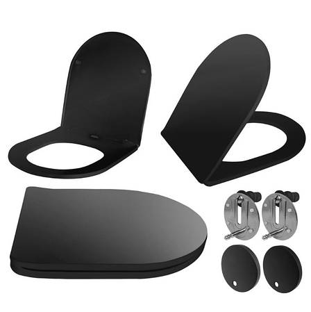 Сидіння для унітазу REA CARLO FLAT UF BLACK, фото 1