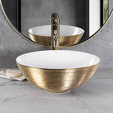 Умивальник (раковина) REA STELLA BRUSHED GOLD WHITE накладний, фото 4
