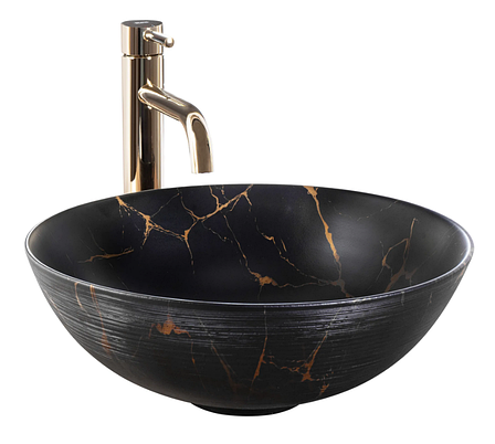 Умивальник (раковина) REA STELLA BLACK MARBLE BRUSHED накладний, фото 1