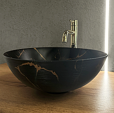 Умивальник (раковина) REA STELLA BLACK MARBLE BRUSHED накладний, фото 3