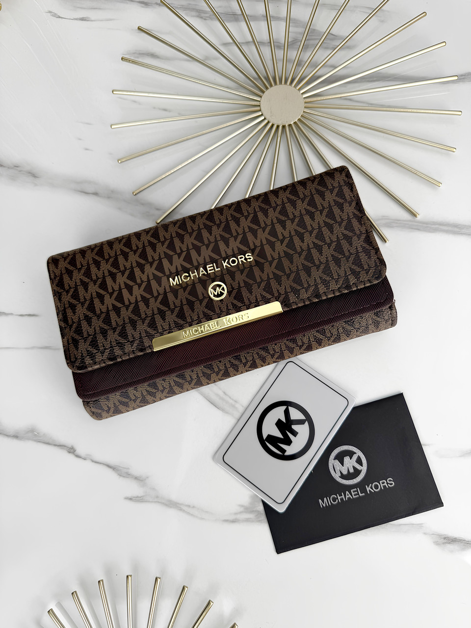 Гаманець Michael Kors великий подвійний Мішал Корс жіночий коричневий, фото 1