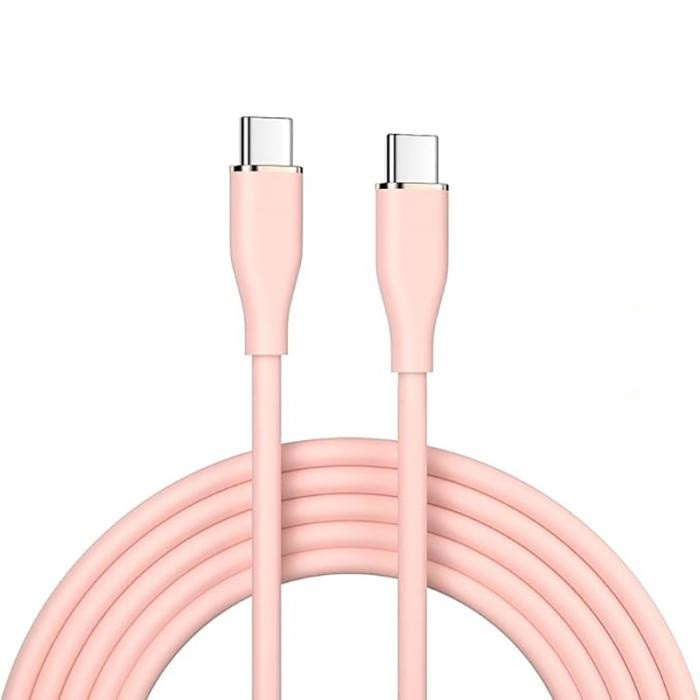 Кабель зарядний Тype-C to Type-C 1м UWarmSof силіконовий провід для заряджання кабель тайп 66 Вт Персиковий, фото 1