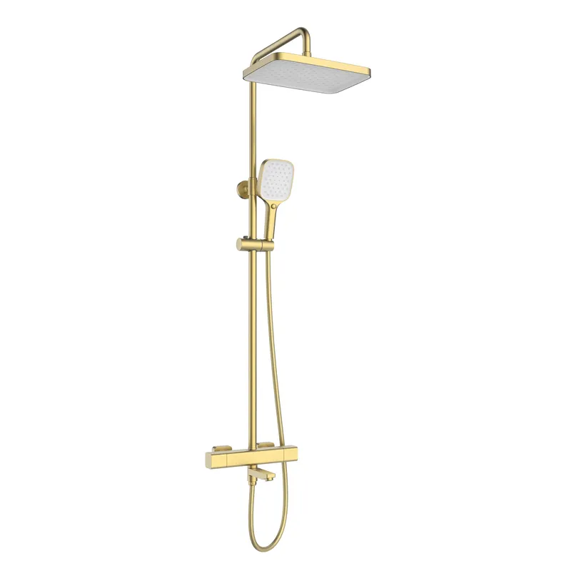 Душова колона Mixxus Premium VIRGO 009-J BRUSHED GOLD з термостатичним змішувачем, 3 функції (M, фото 1