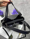 Трендова жіноча сумка чорна змія містка сумка через плече велика з плечовим ременем сумка з екошкіри, фото 5