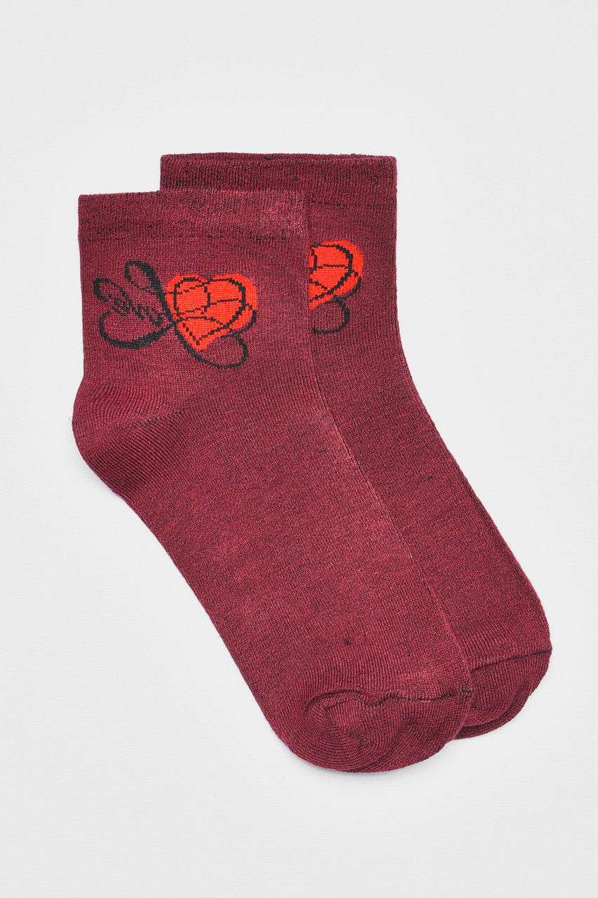 Шкарпетки жіночі демісезонні бордового кольору р.36-40 192263S, фото 1