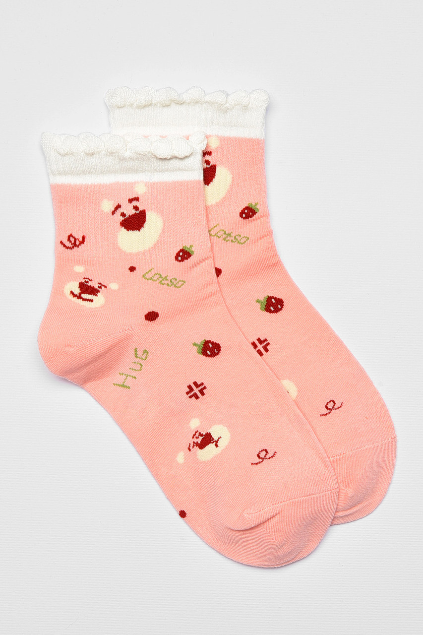 Шкарпетки дитячі демісезонні рожевого кольору з малюнком р.32-37 192875S, фото 1