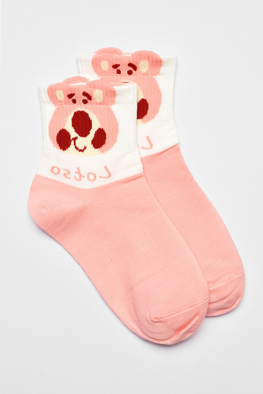 Шкарпетки дитячі демісезонні рожевого кольору з малюнком р.32-37 192876S, фото 1