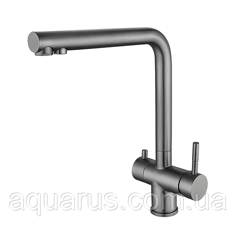 Змішувач для кухні Zerix LUX-021 graphite з виходом для питної води (нерж. сталь) (ZX4871), фото 1