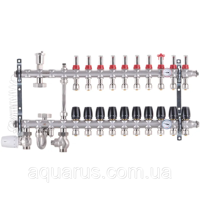 Колектор з вбудованим змішув. вузлом KOER KR.S1012-10 1"х10 SUS304 та євроконусами 3/4-16 (KR2943)