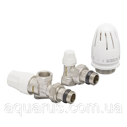 Комплект для підключення радіатора KOER SET-13 - 1/2"x1/2" (осьовий) з термоголовкою ВН (KR3176), фото 1