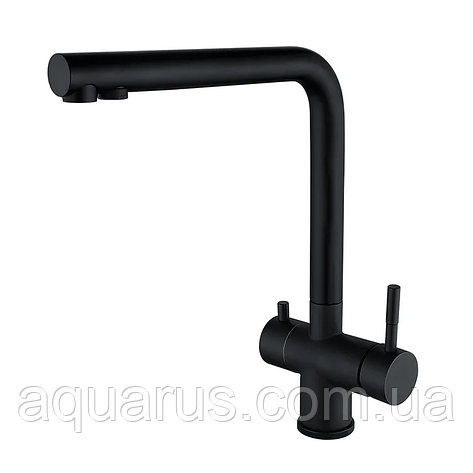 Змішувач для кухні з виходом для питної води Zerix LUX-021 Black з нерж. сталі (ZX4870), фото 1