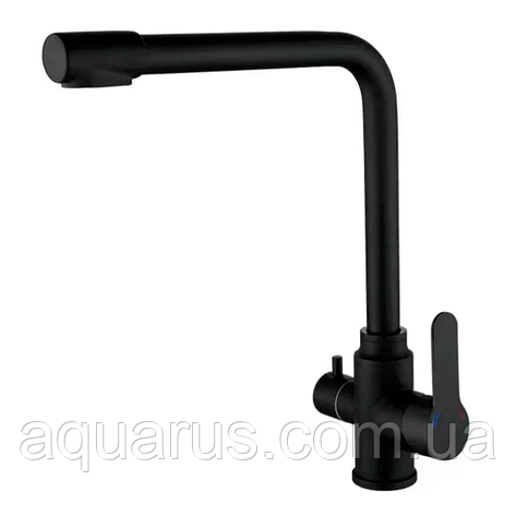 Змішувач для кухні ZERIX DAX-021 BLACK з виходом для питної води (нерж. сталь) (ZX4825), фото 1