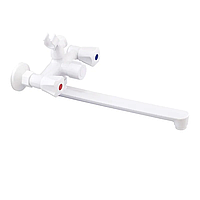 Пластиковий змішувач для ванни Plamix Omega-140 Euro White (без шланга та лійки) (PM0648)