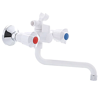 Пластиковий змішувач для ванни PLAMIX AMA-142 Білий (без шланга та лійки) (PM0584)