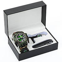 Чоловічий наручний годинник Besta Box Military Set​​​​​​​ з компасом + подарунковий набір
